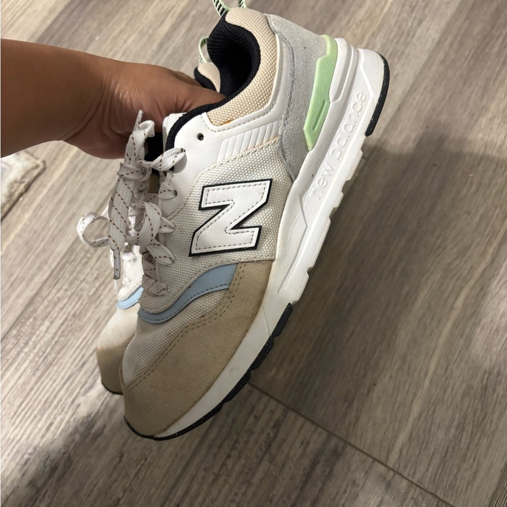 New Balance Cream and Blue Sneakers